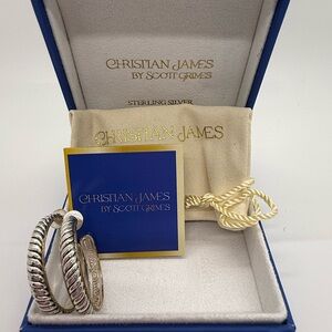 Christian James by Scott Grimes Sterling & 18KClad Two Tone 1-1/2" Ripple Hoops